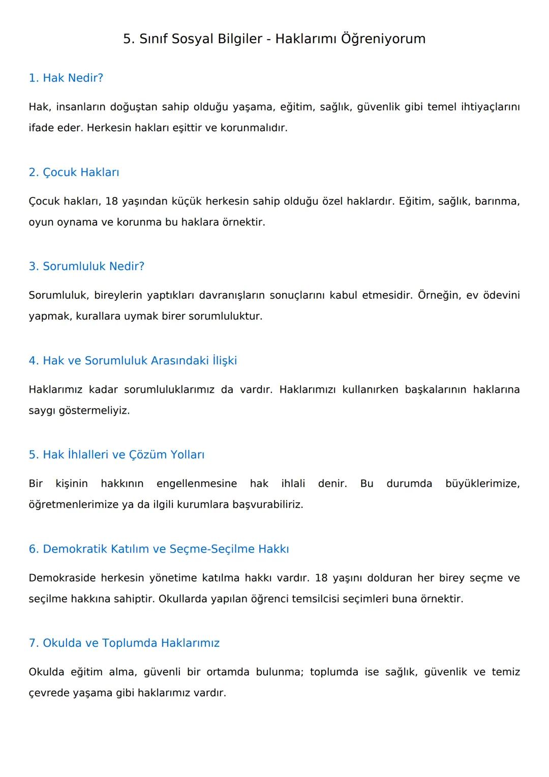 Sosyal bilgiler 5. Sınıf