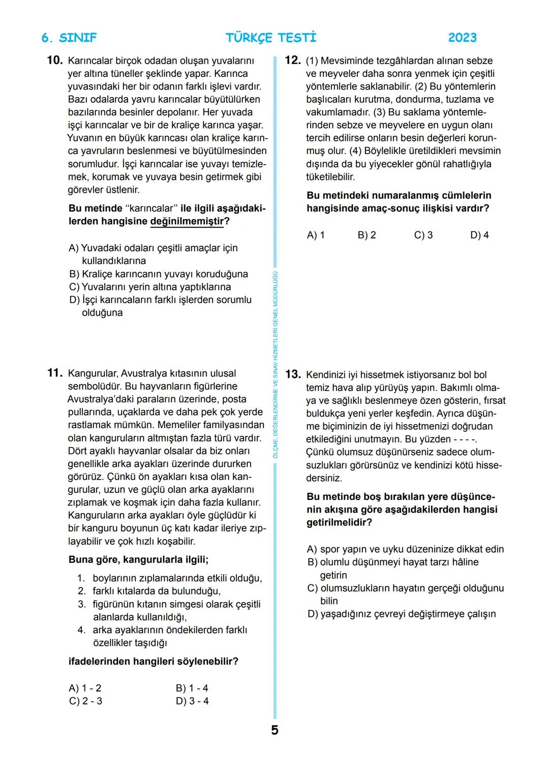 # 6. SINIF
MEB BURSLULUK SINAVI
SON 5 YIL
ÇIKMIŞ SORULAR
TÜRKÇE
回
T.C.
ÖLÇME, DEĞERLENDİRME VE SINAV
MİLLİ EĞİTİM BAKANLIĞI
HİZMETLERİ GENEL