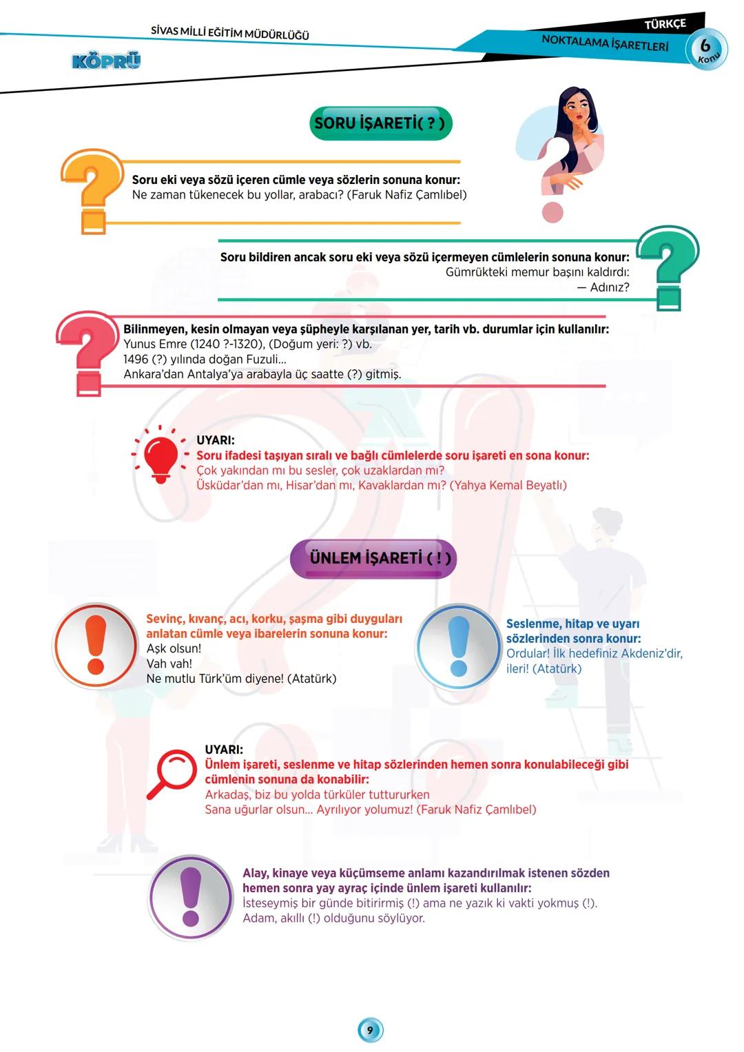 G
SİVAS VALİLİĞİ
KÖPRÜ
Pholesi
Kurslarda Öğretimin Planlanması ve Rehberlikte Üstünleşme
TÜRKÇE
FASİKÜL-6
NOKTALAMA İŞARETLERİ
***
AHURITETI