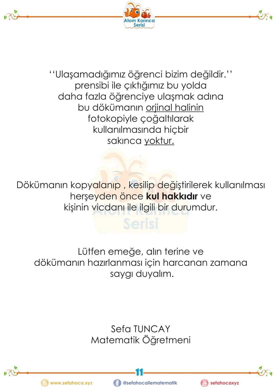 # 7.SINIF
Atom Karınca
Serisi
DOGRULAR VE AÇILAR
KAZANIM: 7.3.1.3. İki paralel doğruyla bir keseninin oluşturduğu yöndeş, ters, iç ters,