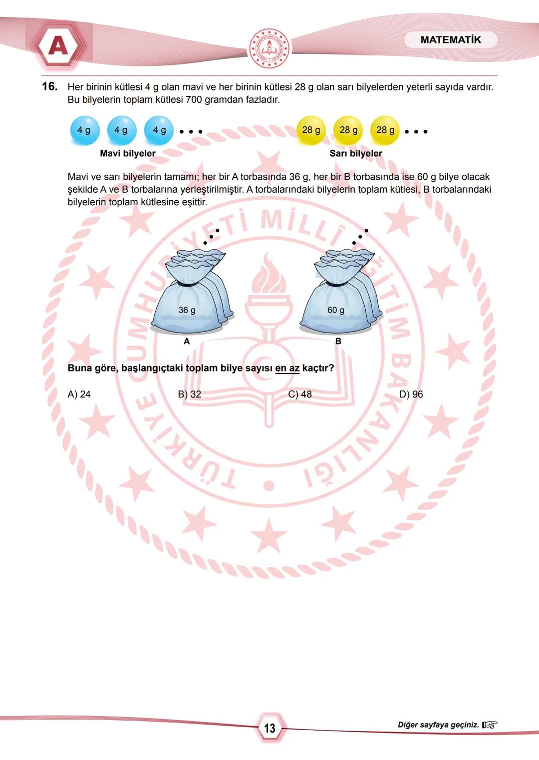 2024 SAYISAL BÖLÜM
**
T.C.
MİLLÎ EĞİTİM BAKANLIĞI
ÖLÇME, DEĞERLENDİRME VE SINAV HİZMETLERİ GENEL MÜDÜRLÜĞÜ
SINAVLA ÖĞRENCİ ALACAK ORTAÖĞRETİ