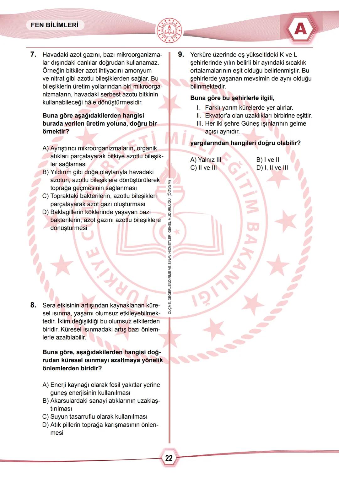 2024 SAYISAL BÖLÜM
**
T.C.
MİLLÎ EĞİTİM BAKANLIĞI
ÖLÇME, DEĞERLENDİRME VE SINAV HİZMETLERİ GENEL MÜDÜRLÜĞÜ
SINAVLA ÖĞRENCİ ALACAK ORTAÖĞRETİ
