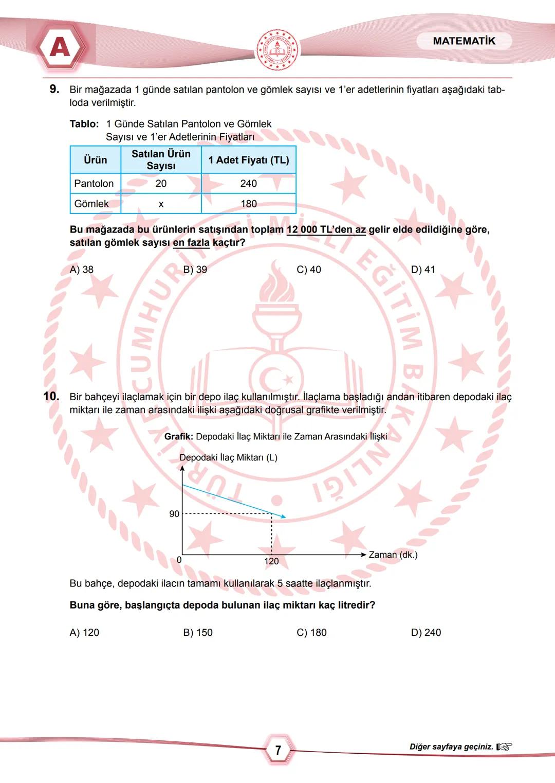 2024 SAYISAL BÖLÜM
**
T.C.
MİLLÎ EĞİTİM BAKANLIĞI
ÖLÇME, DEĞERLENDİRME VE SINAV HİZMETLERİ GENEL MÜDÜRLÜĞÜ
SINAVLA ÖĞRENCİ ALACAK ORTAÖĞRETİ
