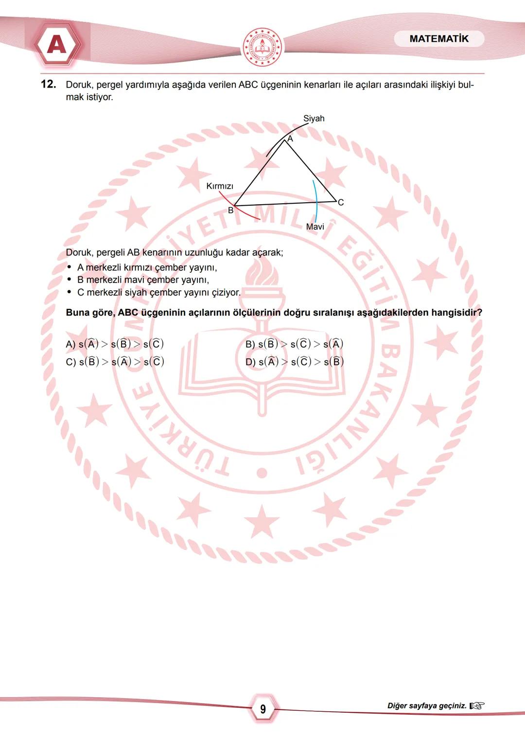 2024 SAYISAL BÖLÜM
**
T.C.
MİLLÎ EĞİTİM BAKANLIĞI
ÖLÇME, DEĞERLENDİRME VE SINAV HİZMETLERİ GENEL MÜDÜRLÜĞÜ
SINAVLA ÖĞRENCİ ALACAK ORTAÖĞRETİ