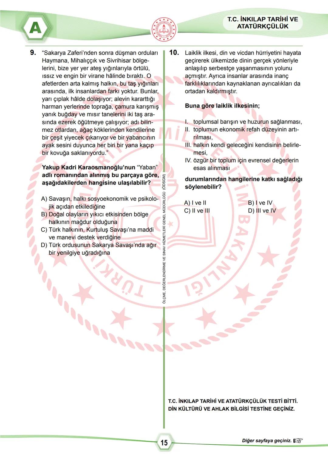 2024 SÖZEL BÖLÜM
**
T.C.
MİLLÎ EĞİTİM BAKANLIĞI
ÖLÇME, DEĞERLENDİRME VE SINAV HİZMETLERİ GENEL MÜDÜRLÜĞÜ
SINAVLA ÖĞRENCİ ALACAK ORTAÖĞRETİM