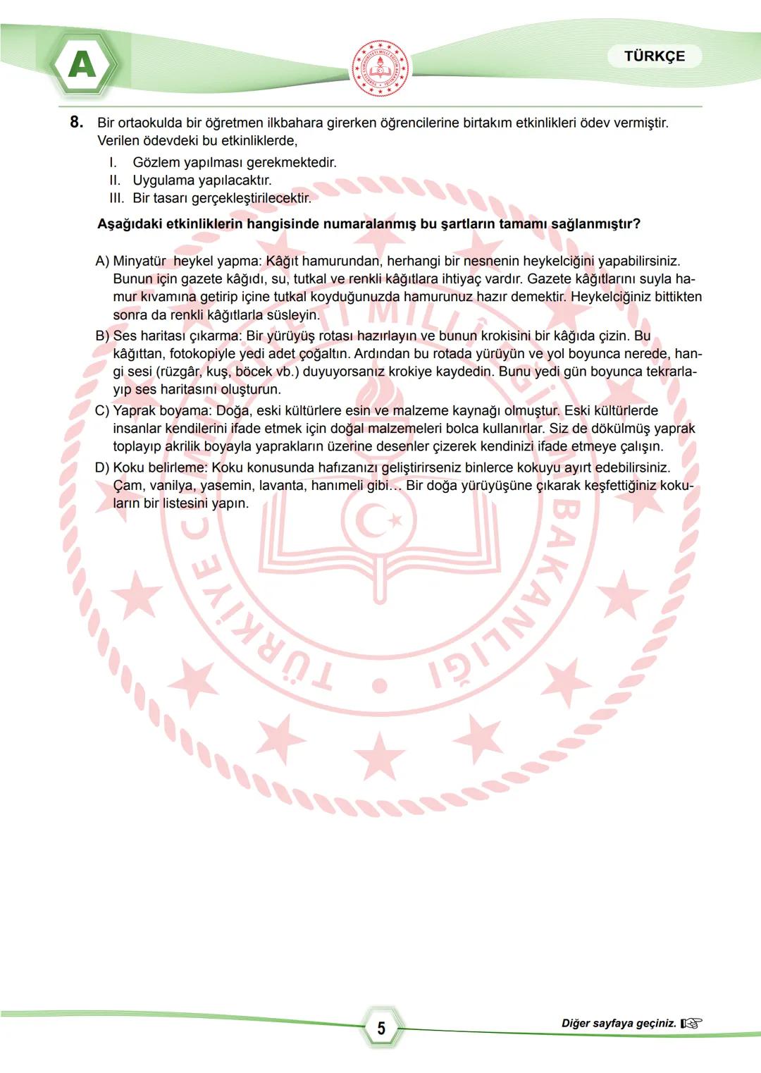 2024 SÖZEL BÖLÜM
**
T.C.
MİLLÎ EĞİTİM BAKANLIĞI
ÖLÇME, DEĞERLENDİRME VE SINAV HİZMETLERİ GENEL MÜDÜRLÜĞÜ
SINAVLA ÖĞRENCİ ALACAK ORTAÖĞRETİM