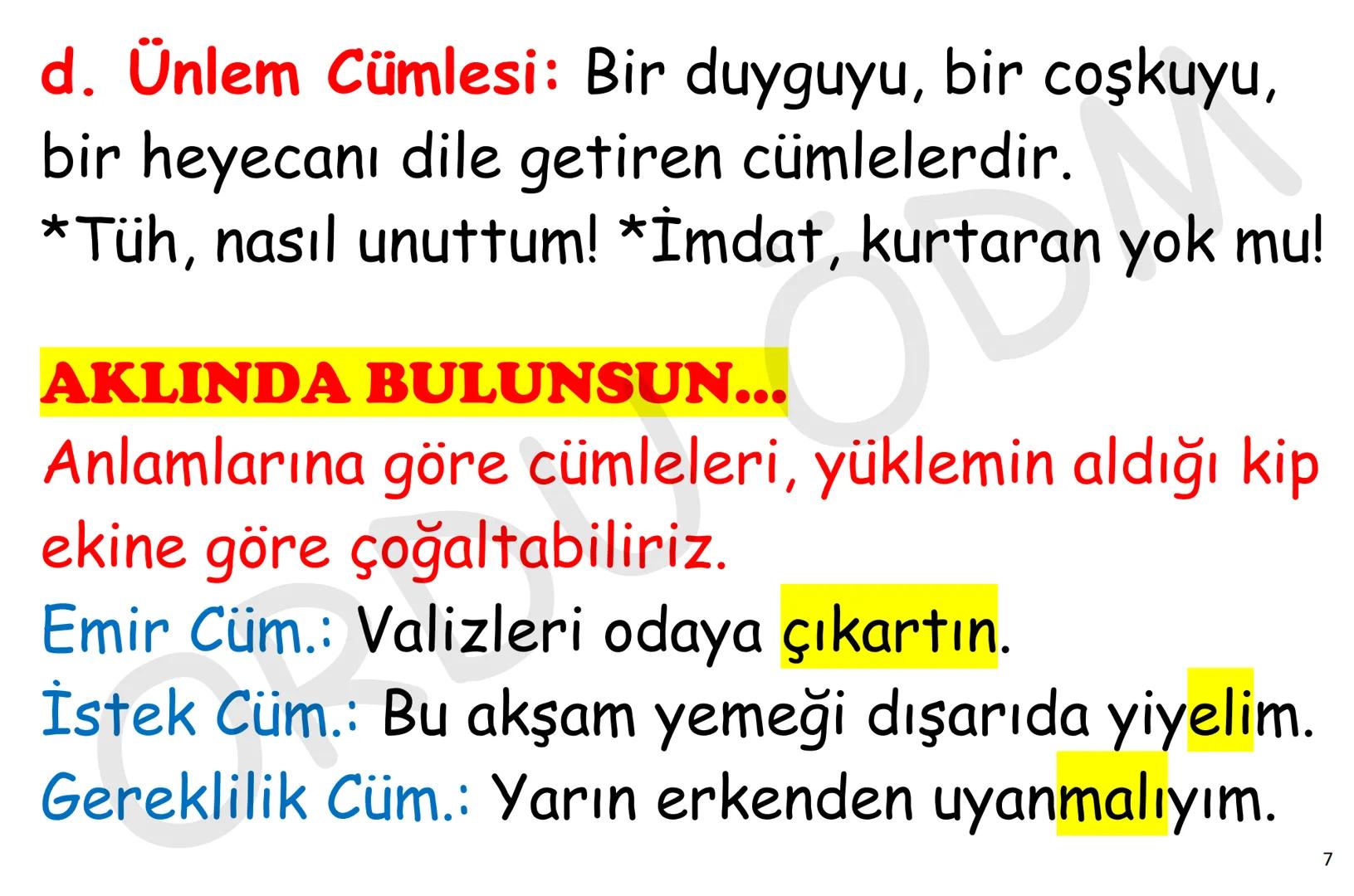 # Elanur Altıntaş
# 8. Sınıf Cümle Türleri
YGS-TÜRKÇE
# CÜMLE TÜRLERİ
## (CÜMLE ÇEŞİTLERİ)
ORDU
ÖDM # CÜMLE ÇEŞİTLERİ
Anlamlarına Gör