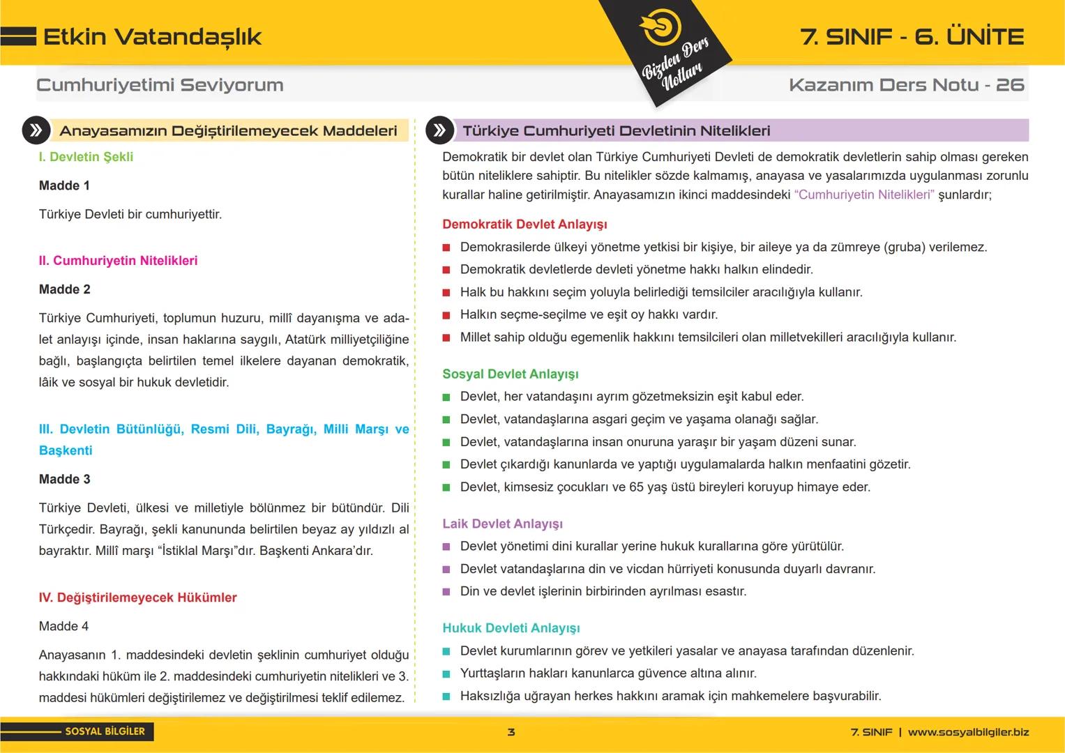7.SINIF
1, 2, 3, 4, 5 ve
6.ÜNİTE
DERS NOTLARI
sosyalbilgiler.biz
Şeyhmus Yüce 7.SINIF
I.ÜNITE
DERS NOTLARI
sosyalbilgiler .biz
Şeyhmus
