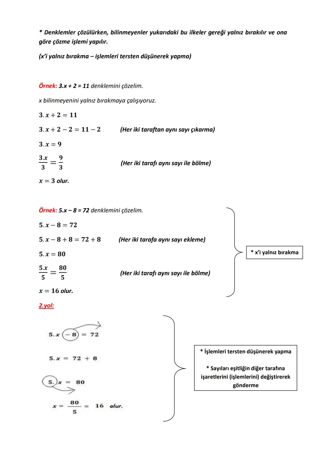 # EŞİTLİK VE DENKLEM
* Cebirsel ifadeler konusunda harflerin bilinmeyenleri temsil ettiğini söylemiştik. Ayrıca
Bilinmeyen = Değişken olduğ