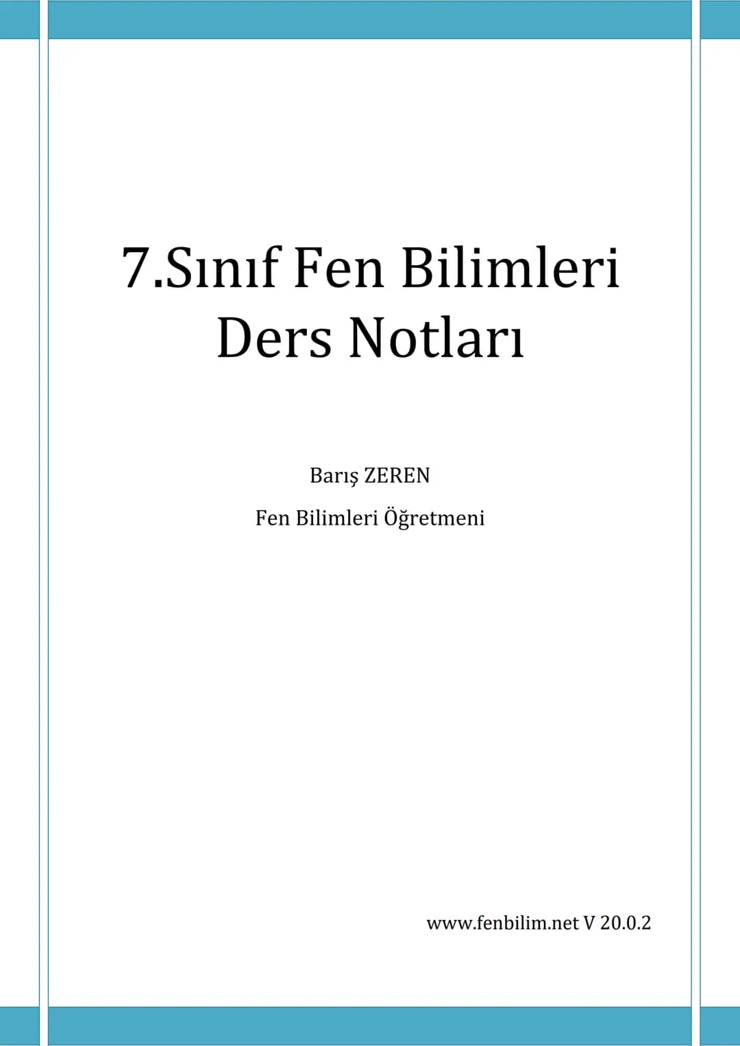 7. Sınıf fen bilimleri ders notları – 1. sayfa