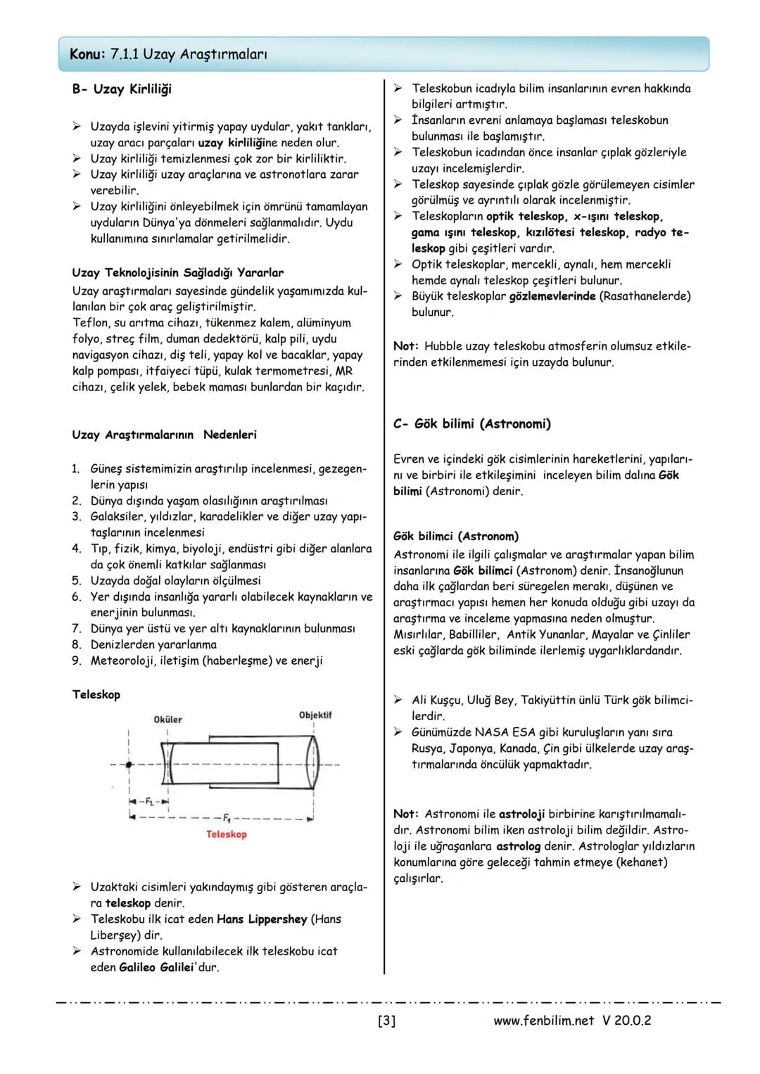 7. Sınıf fen bilimleri ders notları – 3. sayfa
