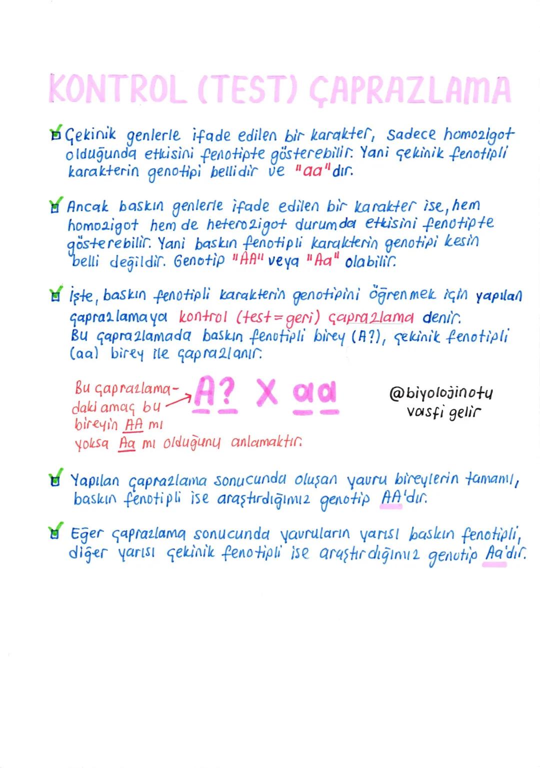 --- OCR Start ---
vasfi gelir
KALITIMLA İLGİLİ @balintu
KAVRAMLAR
1. Kalıtım: Ata bireylerde bulunan özelliklerin yavru bireylere
aktarılmas