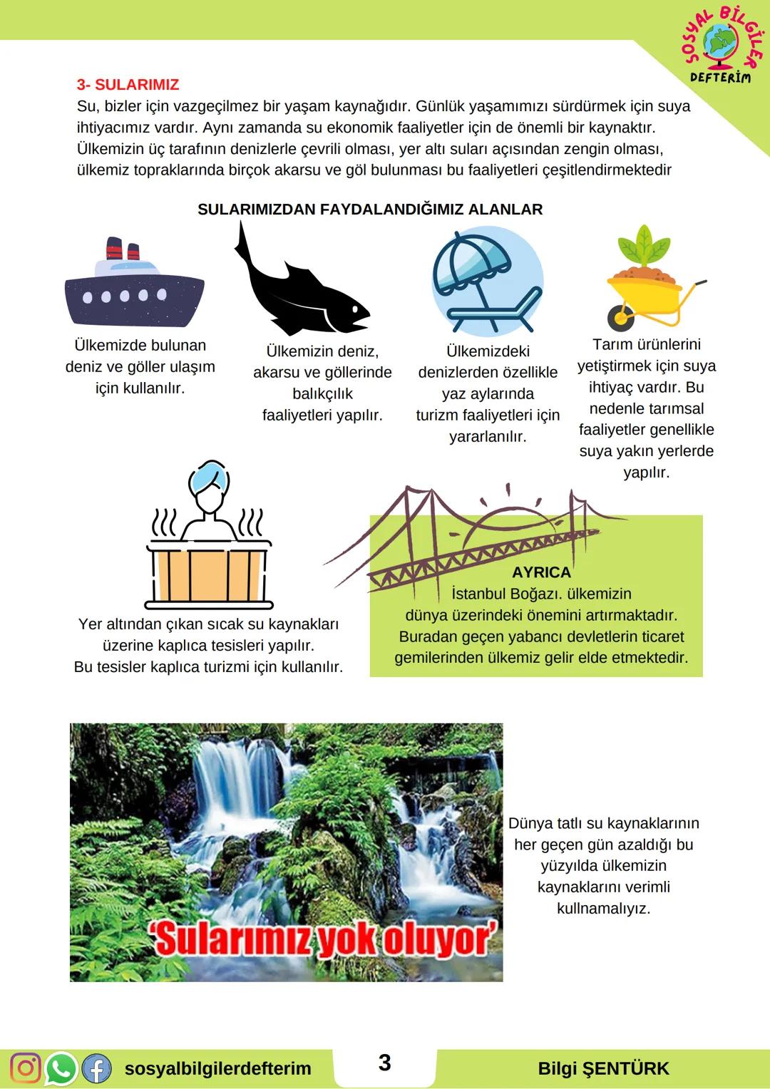 # 6.SINIF 5.ÜNİTE
## SOSYAL BİLGİLER
## DERS NOTU
### SOSYAL BİLGİLER
DEFTTERİM
BİLGİ ŞENTÜRK # ÜLKEMİZİN KAYNAKLARI VE EKONOMİK FAALİY