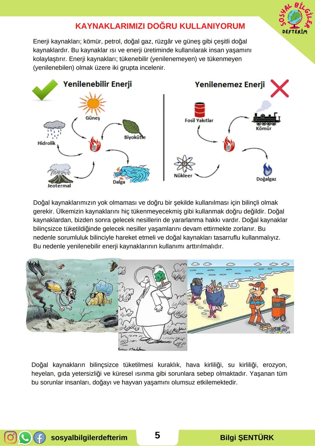 # 6.SINIF 5.ÜNİTE
## SOSYAL BİLGİLER
## DERS NOTU
### SOSYAL BİLGİLER
DEFTTERİM
BİLGİ ŞENTÜRK # ÜLKEMİZİN KAYNAKLARI VE EKONOMİK FAALİY