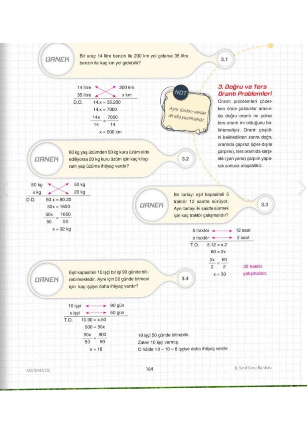 # 8.
## BÖLÜM
ORAN VE
ORANTI URNEK
# ORAN VE ORANTI
Birimli Dran Birimsiz Dran
Oranda Çokluklardan Birinin 1 Olması Durumunda Diğerinin A