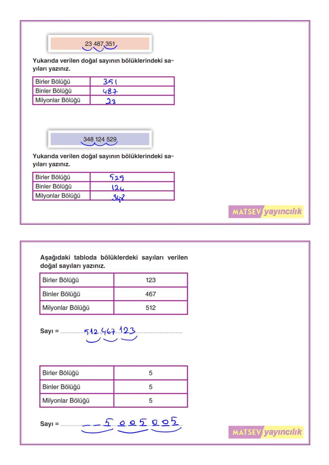 # Doğal Sayılarda Basamak ve Bölükler
Öğreniyorum
- Bir doğal sayıda rakamların yazıldığı yere basamak denir.
- Bir doğal sayıda bir rakamı