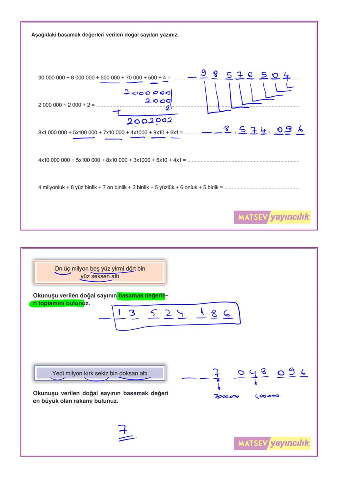 # Doğal Sayılarda Basamak ve Bölükler
Öğreniyorum
- Bir doğal sayıda rakamların yazıldığı yere basamak denir.
- Bir doğal sayıda bir rakamı