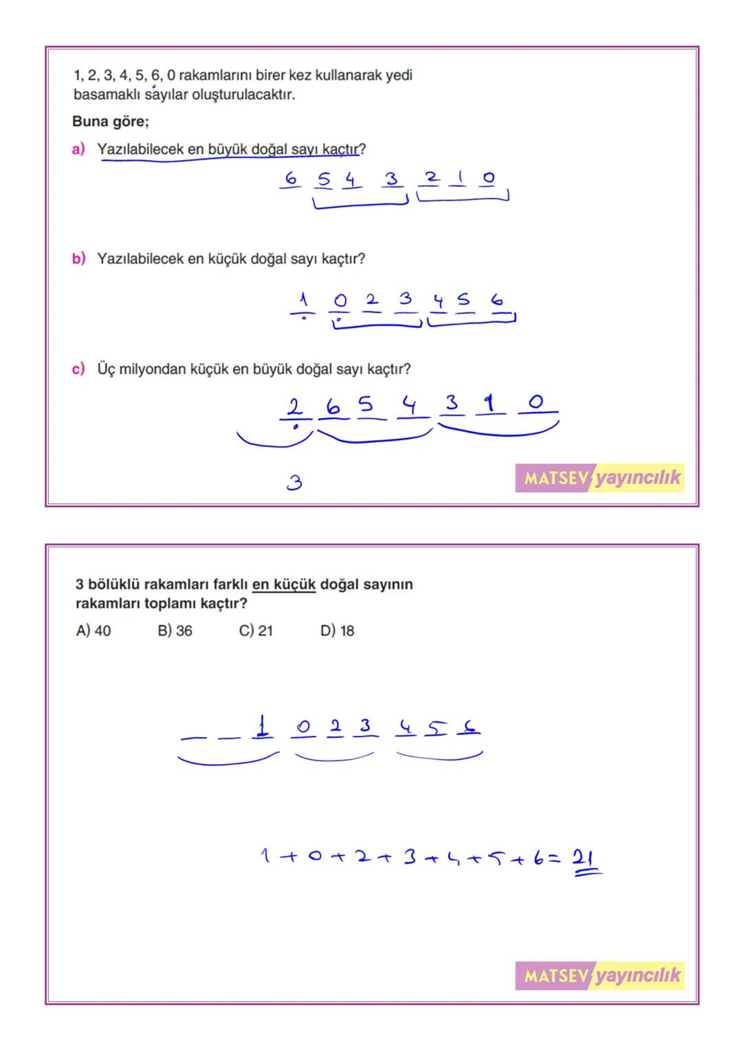 # Doğal Sayılarda Basamak ve Bölükler
Öğreniyorum
- Bir doğal sayıda rakamların yazıldığı yere basamak denir.
- Bir doğal sayıda bir rakamı