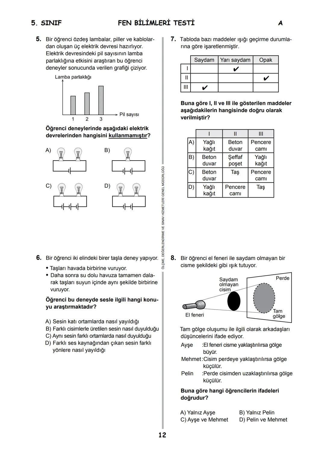 5.
SINIF 2016
5.
SINIF
EĞİTİM BAKANL
T.C.
MİLLÎ EĞİTİM BAKANLIĞI
ÖLÇME, DEĞERLENDİRME VE SINAV HİZMETLERİ
GENEL MÜDÜRLÜĞÜ
PARASIZ YATILILIK