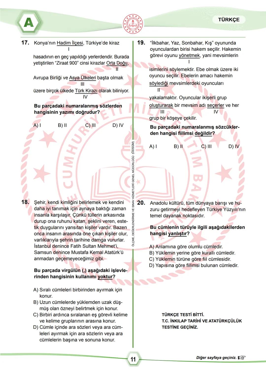 2024 SÖZEL BÖLÜM
**
T.C.
MİLLÎ EĞİTİM BAKANLIĞI
ÖLÇME, DEĞERLENDİRME VE SINAV HİZMETLERİ GENEL MÜDÜRLÜĞÜ
SINAVLA ÖĞRENCİ ALACAK ORTAÖĞRETİM