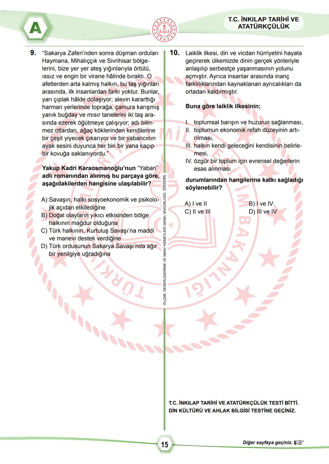2024 SÖZEL BÖLÜM
**
T.C.
MİLLÎ EĞİTİM BAKANLIĞI
ÖLÇME, DEĞERLENDİRME VE SINAV HİZMETLERİ GENEL MÜDÜRLÜĞÜ
SINAVLA ÖĞRENCİ ALACAK ORTAÖĞRETİM