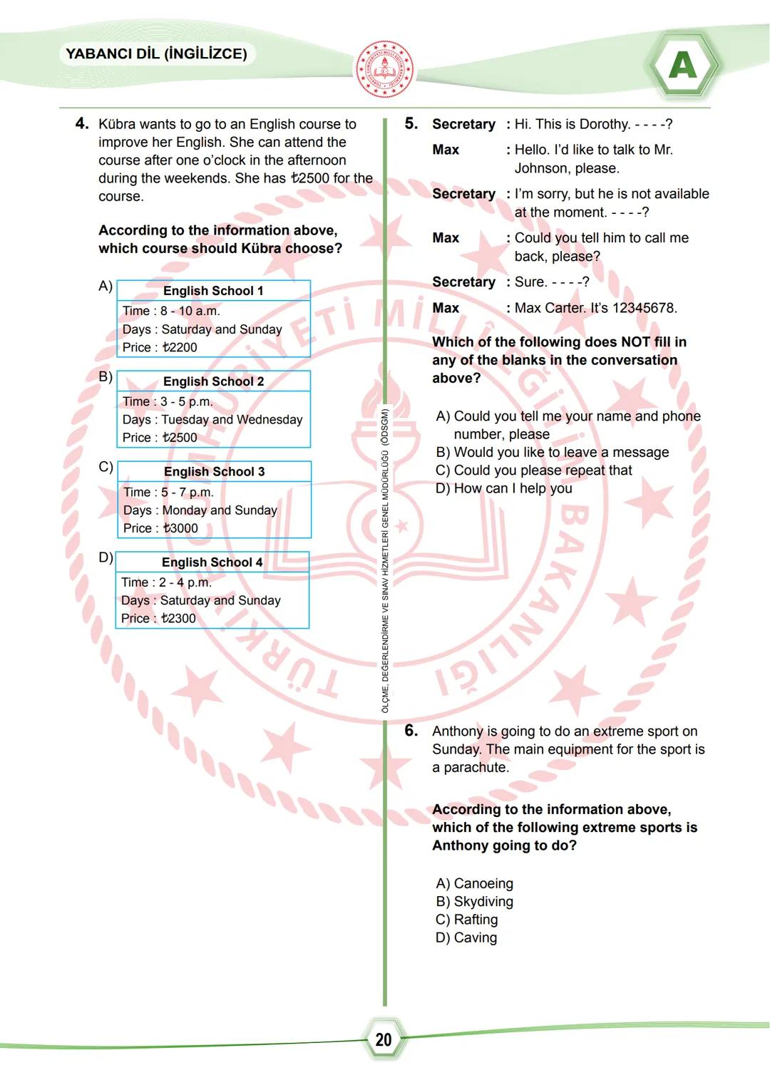 2024 SÖZEL BÖLÜM
**
T.C.
MİLLÎ EĞİTİM BAKANLIĞI
ÖLÇME, DEĞERLENDİRME VE SINAV HİZMETLERİ GENEL MÜDÜRLÜĞÜ
SINAVLA ÖĞRENCİ ALACAK ORTAÖĞRETİM