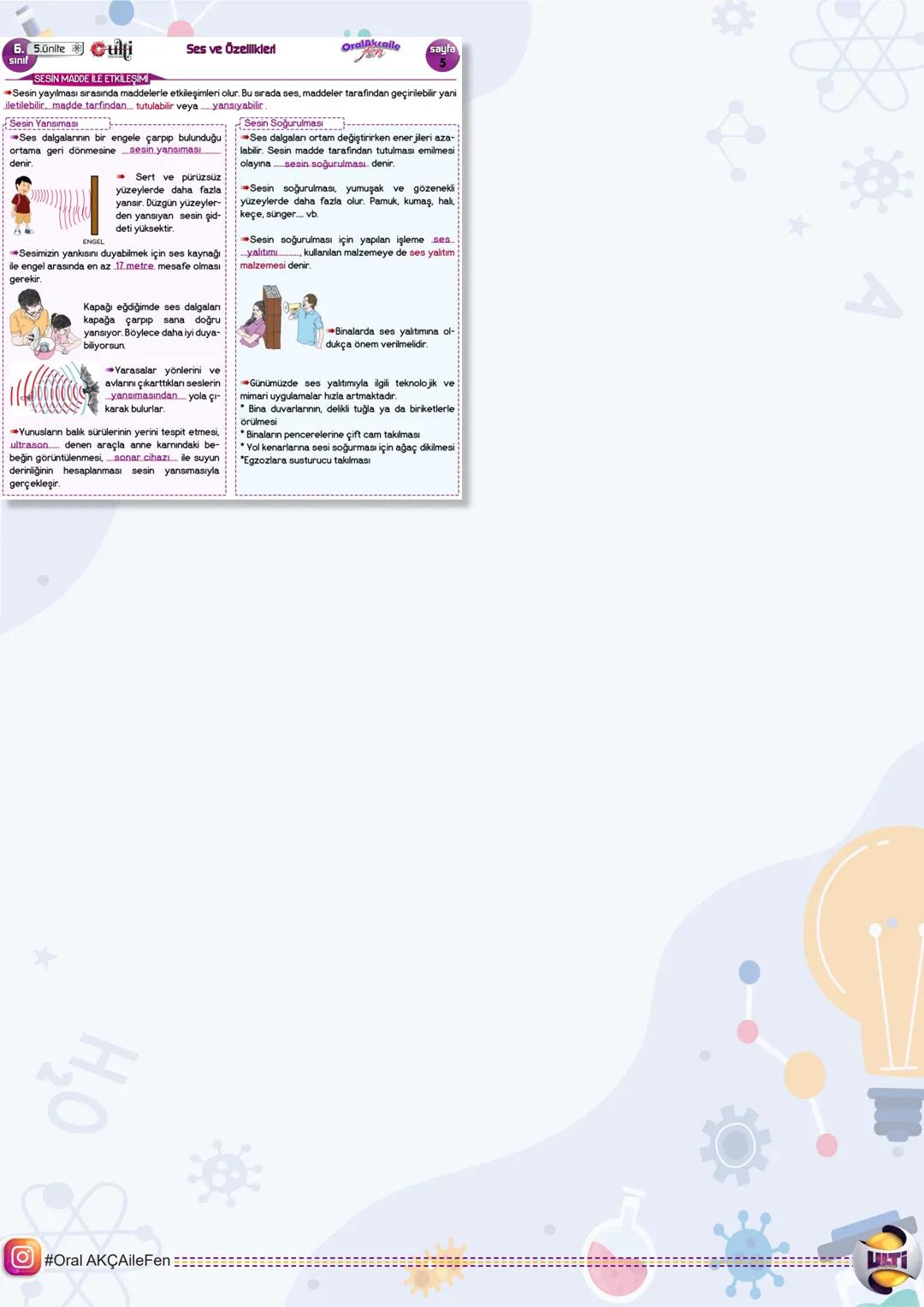 # 2025 BURSLULUK
## FEN BİLİMLERİ
6.
SINIF
ORAL AKÇA'NIN NOTLARI İLE
# SON
# TEKRAR
YAYINLARI 6. Lünite
1.ÜNİTE GÜNEŞ SİSTEMİ VE TUTU