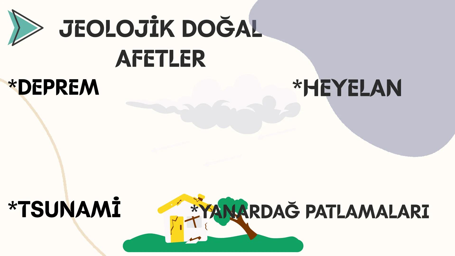 # DOĞAL
# AFETLER # DOĞAL AFET NEDİR;
-Doğal afet; insanlara zarar veren olayların genel adıdır. Can ve
mal kaybına yol açan ve kontrol ed