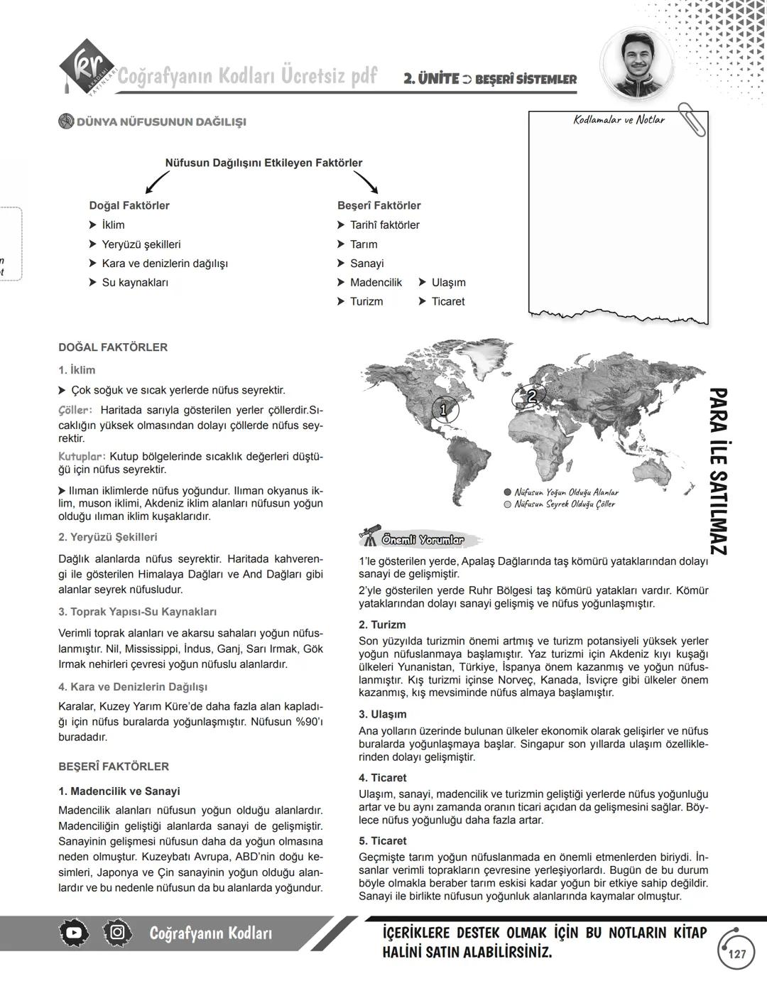 --- OCR Start ---
PARA İLE SATILMAZ
kr
Coğrafyanın Kodları Ücretsiz pdf
1. BÖLÜM: NÜFUS
NÜFUSUN ÖZELLİKLERİ VE ÖNEMİ
Nüfus: Belirli bir zama