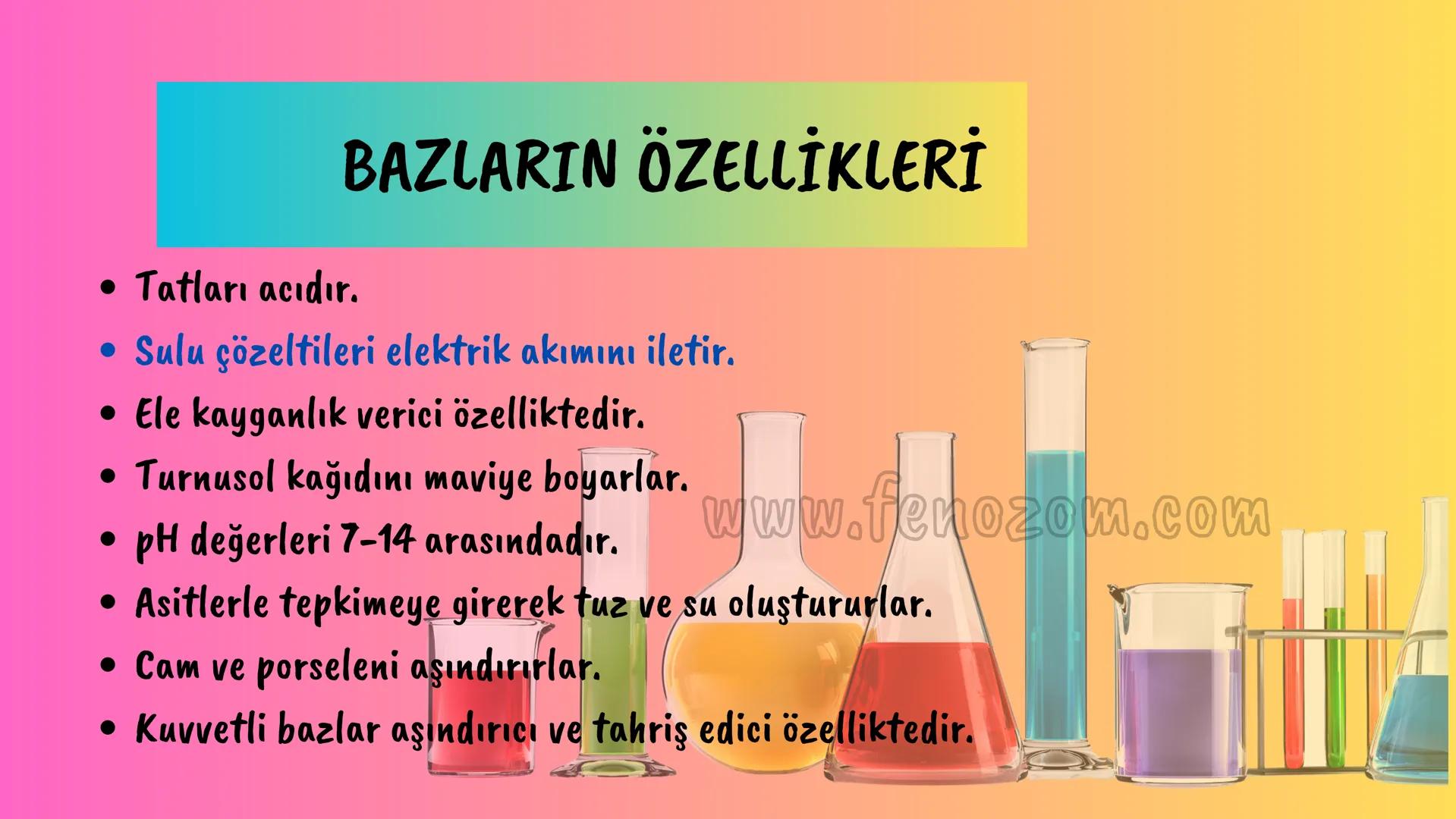 8.SINIF 4.ÜNİTE
ASİTLER
VE
BAZLAR
pH 4.0 pH 5.0 pH 5.5 pH 6.0 pH 6.5 pH 7.0 pH 7.5 pH 8.5 pH 9.0 pH 10.0
www.fenozom.com HCI
HNO3 H2CO3