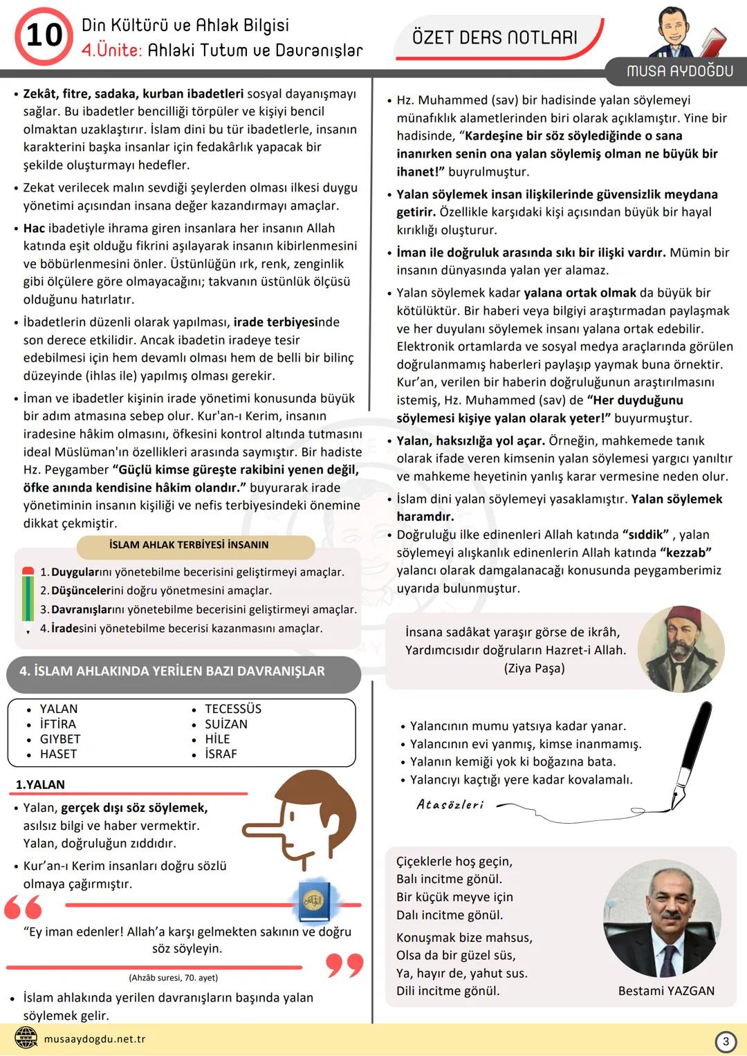 DİN KÜLTÜRÜ VE AHLAK BİLGİSİ
10
4.Ünite: AHLAKİ TUTUM VE DAVRANIŞLAR
Ders Notları
DİN KÜLTÜRÜ VE AHLAK BIL
MUSA AYDOĞDU
MUSA AYDOĞDU
ww
