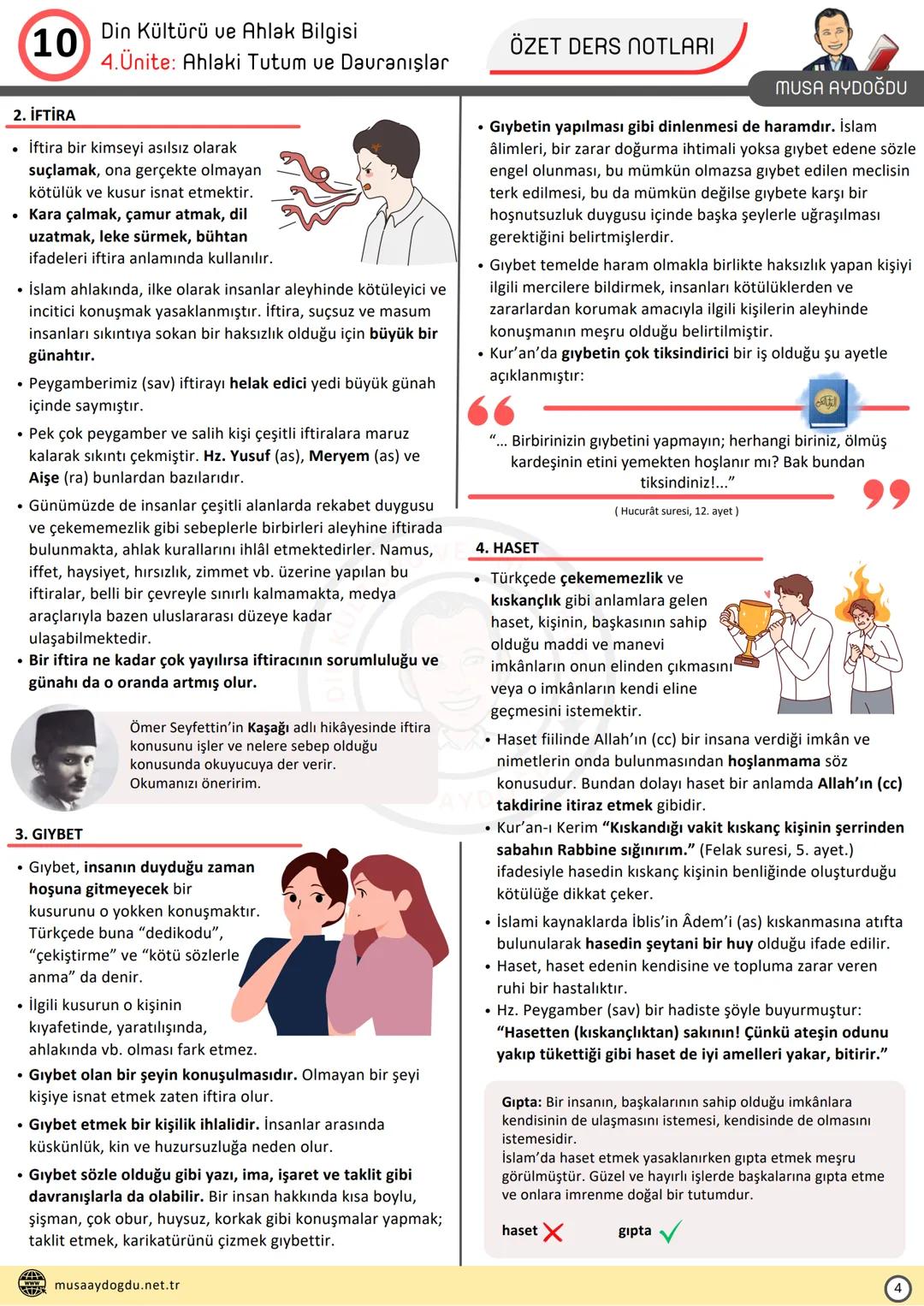 DİN KÜLTÜRÜ VE AHLAK BİLGİSİ
10
4.Ünite: AHLAKİ TUTUM VE DAVRANIŞLAR
Ders Notları
DİN KÜLTÜRÜ VE AHLAK BIL
MUSA AYDOĞDU
MUSA AYDOĞDU
ww
