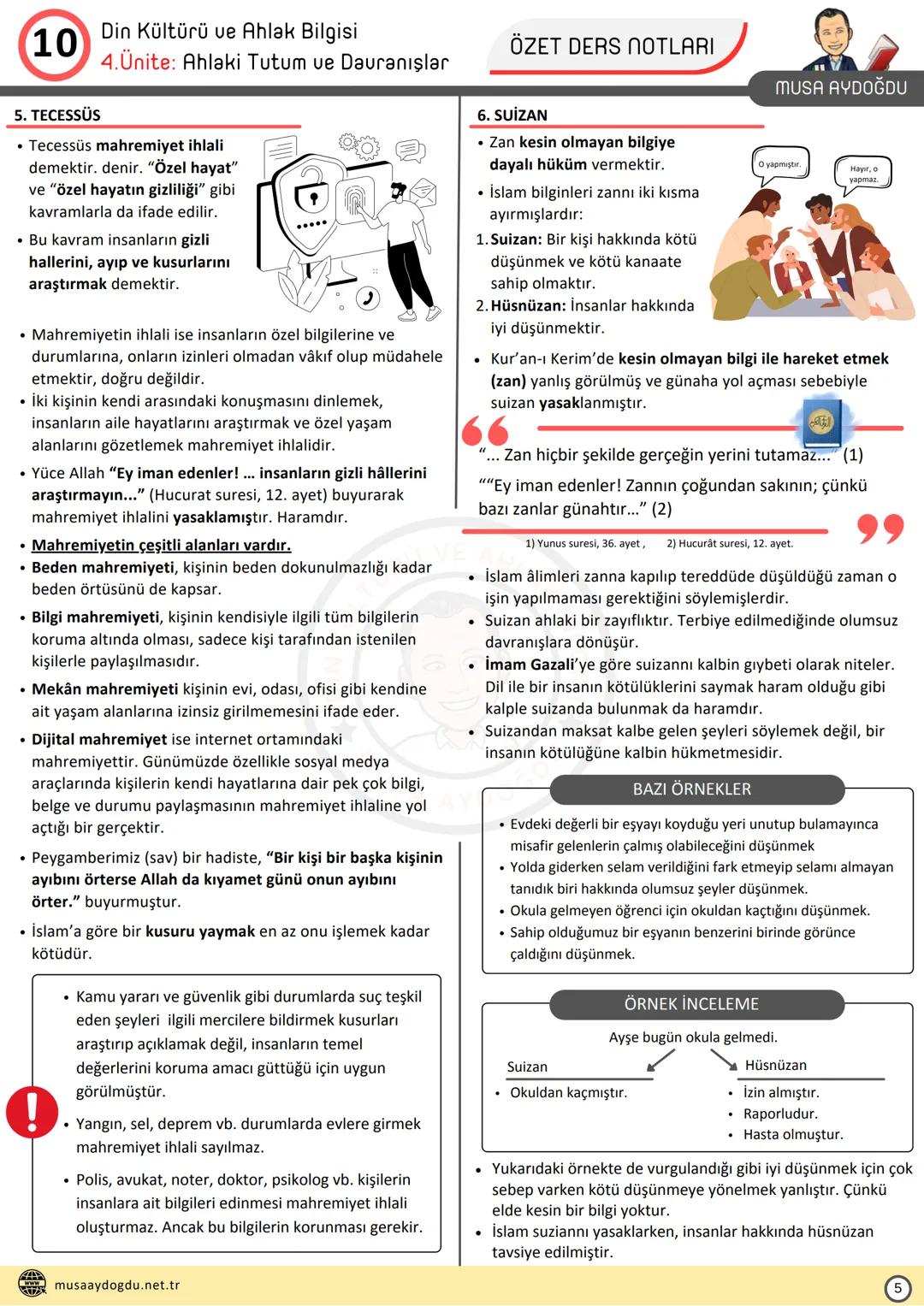 DİN KÜLTÜRÜ VE AHLAK BİLGİSİ
10
4.Ünite: AHLAKİ TUTUM VE DAVRANIŞLAR
Ders Notları
DİN KÜLTÜRÜ VE AHLAK BIL
MUSA AYDOĞDU
MUSA AYDOĞDU
ww