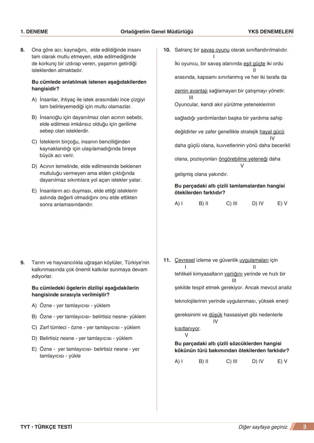 ****
RIYETİ MİLLİ EGIP
ORTAÖĞRETİM
GENEL MÜDÜRLÜĞÜ
*
>>>>>>>>>>>>>>>>>
>>>>>>>>>>>>>>>>
MEBİ
YKS DENEMELERİ
TYT
1. DENEME
ADI VE SOYADI