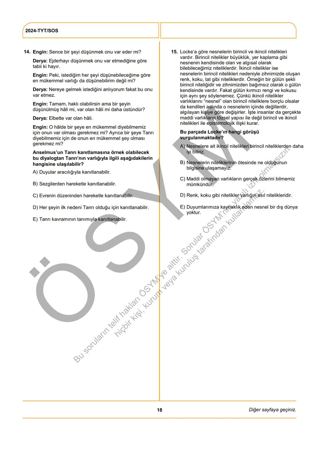 --- OCR Start ---
ÖSYM
T.C. Ölçme, Seçme ve Yerleştirme Merkezi
YÜKSEKÖĞRETİM KURUMLARI SINAVI
TEMEL YETERLİLİK TESTİ
(2024-TYT)
8 HAZİRAN 2