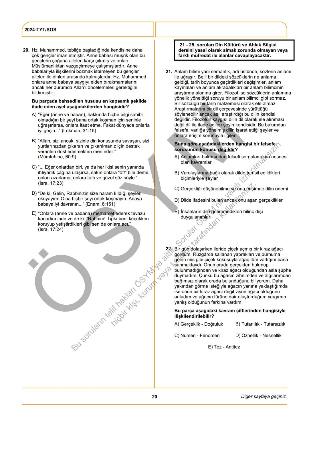 --- OCR Start ---
ÖSYM
T.C. Ölçme, Seçme ve Yerleştirme Merkezi
YÜKSEKÖĞRETİM KURUMLARI SINAVI
TEMEL YETERLİLİK TESTİ
(2024-TYT)
8 HAZİRAN 2