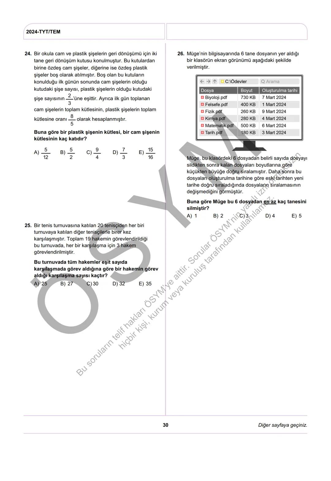 --- OCR Start ---
ÖSYM
T.C. Ölçme, Seçme ve Yerleştirme Merkezi
YÜKSEKÖĞRETİM KURUMLARI SINAVI
TEMEL YETERLİLİK TESTİ
(2024-TYT)
8 HAZİRAN 2