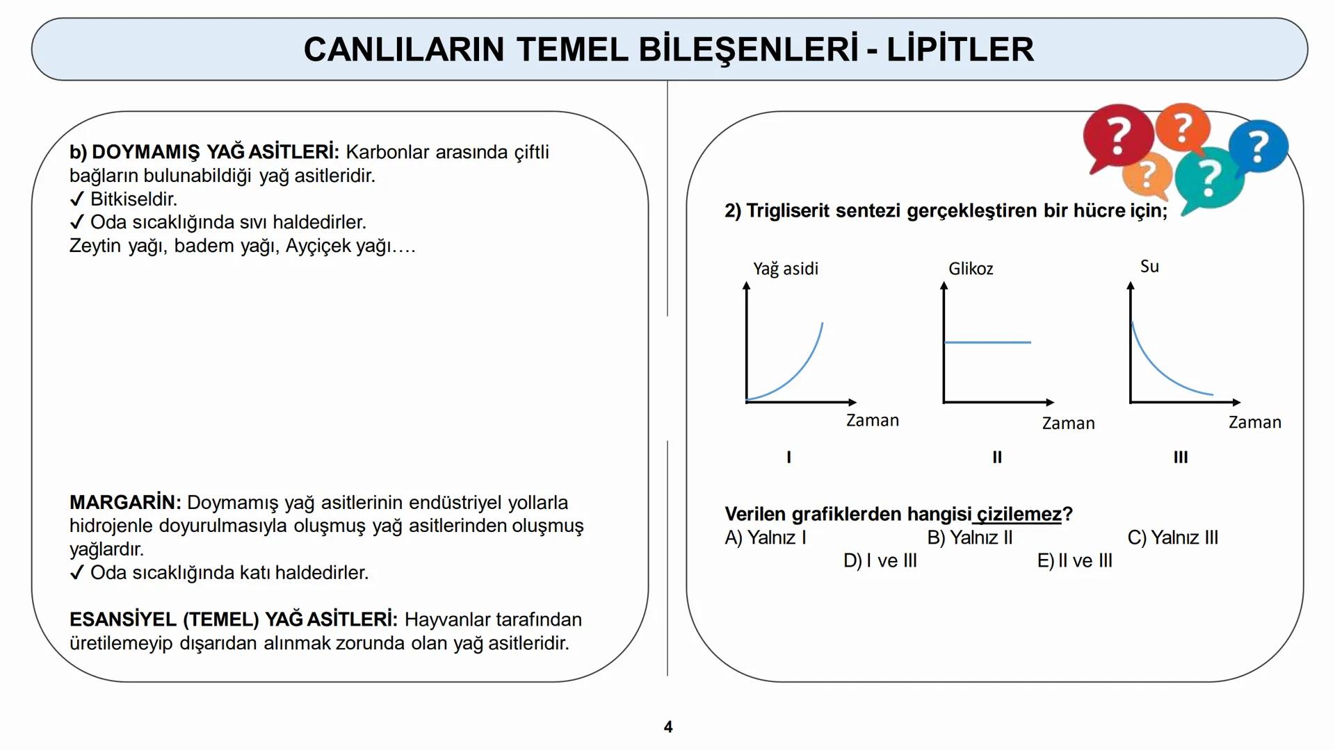 # YAŞAM BİLİMİ Biyoloji
# CANLILARIN TEMEL BİLEŞENLERİ
ORGANİK MADDELER - LİPİTLER ## CANLILARIN TEMEL BİLEŞENLERİ - LİPİTLER
2) LİPİTLER