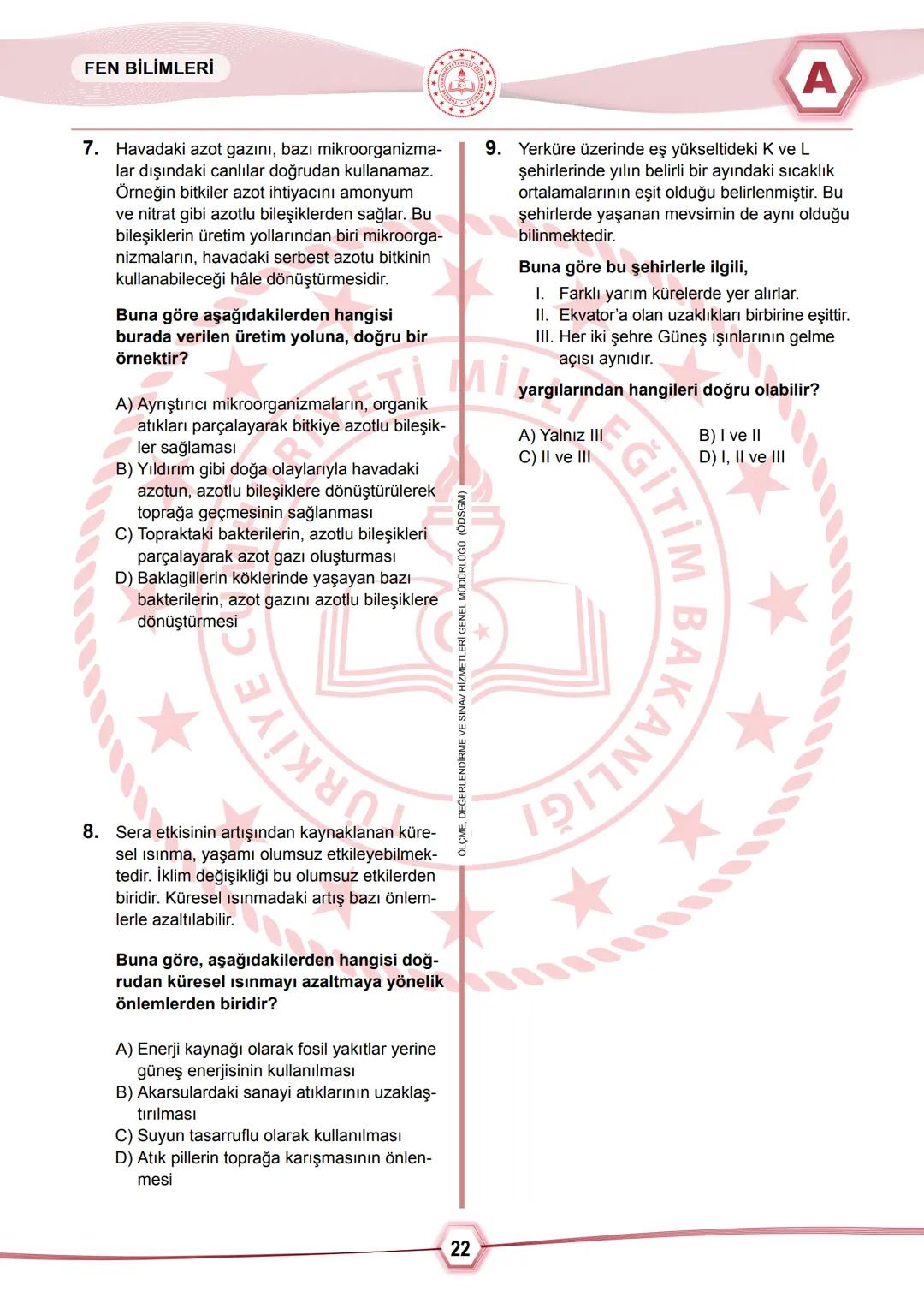 2024 SAYISAL BÖLÜM
*
T.C.
MİLLÎ EĞİTİM BAKANLIĞI
ÖLÇME, DEĞERLENDİRME VE SINAV HİZMETLERİ GENEL MÜDÜRLÜĞÜ
SINAVLA ÖĞRENCİ ALACAK ORTAÖĞRETİ