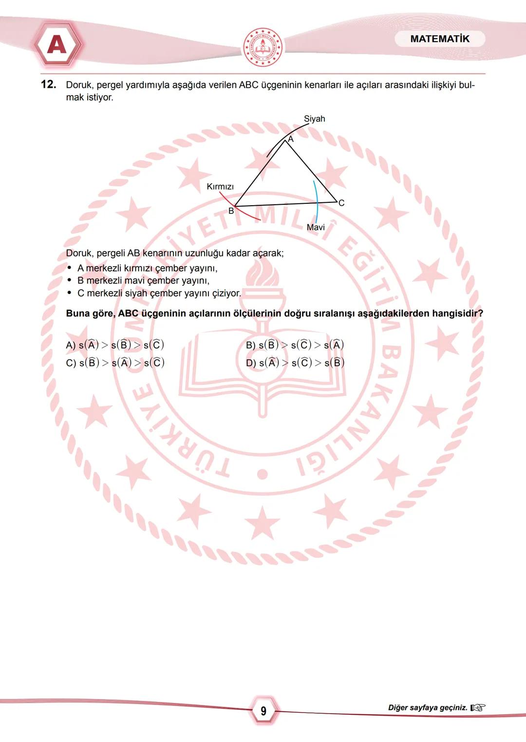 2024 SAYISAL BÖLÜM
*
T.C.
MİLLÎ EĞİTİM BAKANLIĞI
ÖLÇME, DEĞERLENDİRME VE SINAV HİZMETLERİ GENEL MÜDÜRLÜĞÜ
SINAVLA ÖĞRENCİ ALACAK ORTAÖĞRETİ