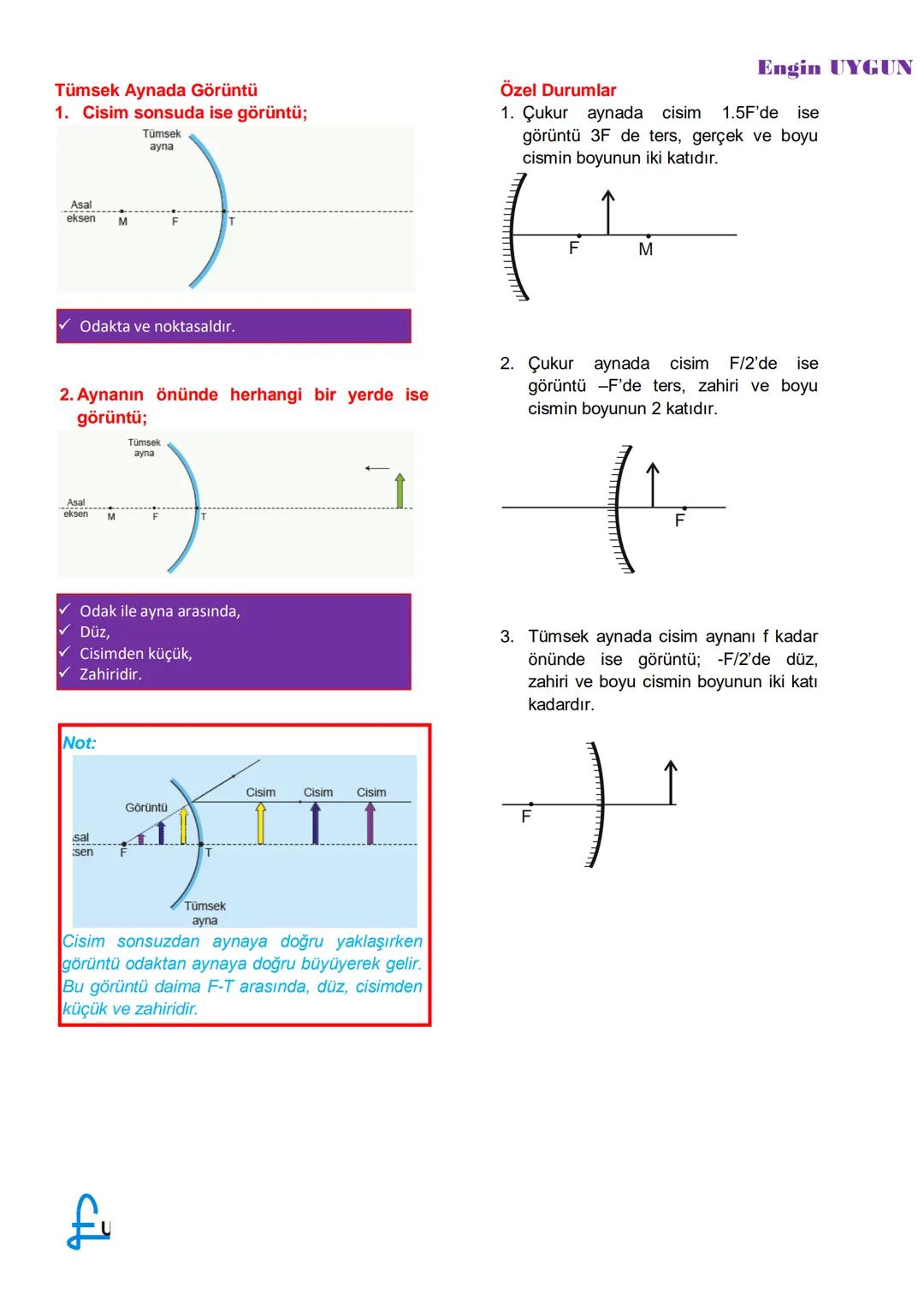 --- OCR Start ---
Asal
eksen
KÜRESEL AYNALAR
Engin UYGUN
Yansıtıcı yüzeyi küre şeklinde olan aynalara küresel ayna denir.
Kazanımlar:
✓ Odak