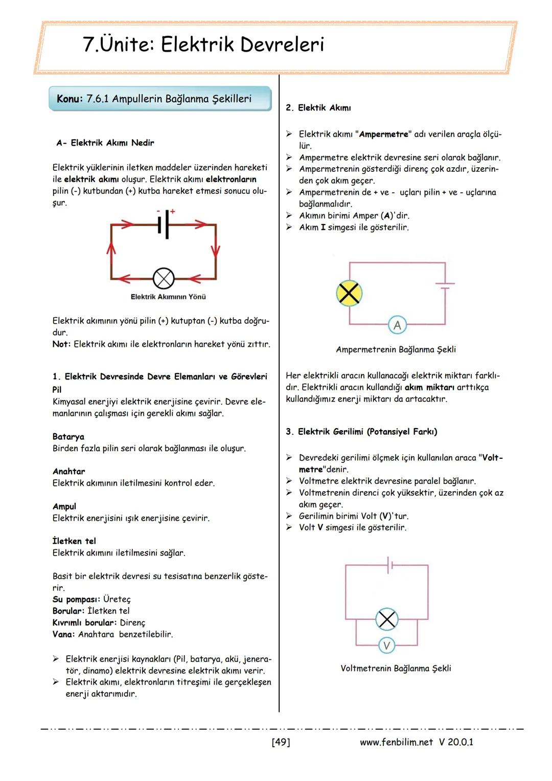 Fen bilimleri 7. Konu elektrik devreleri