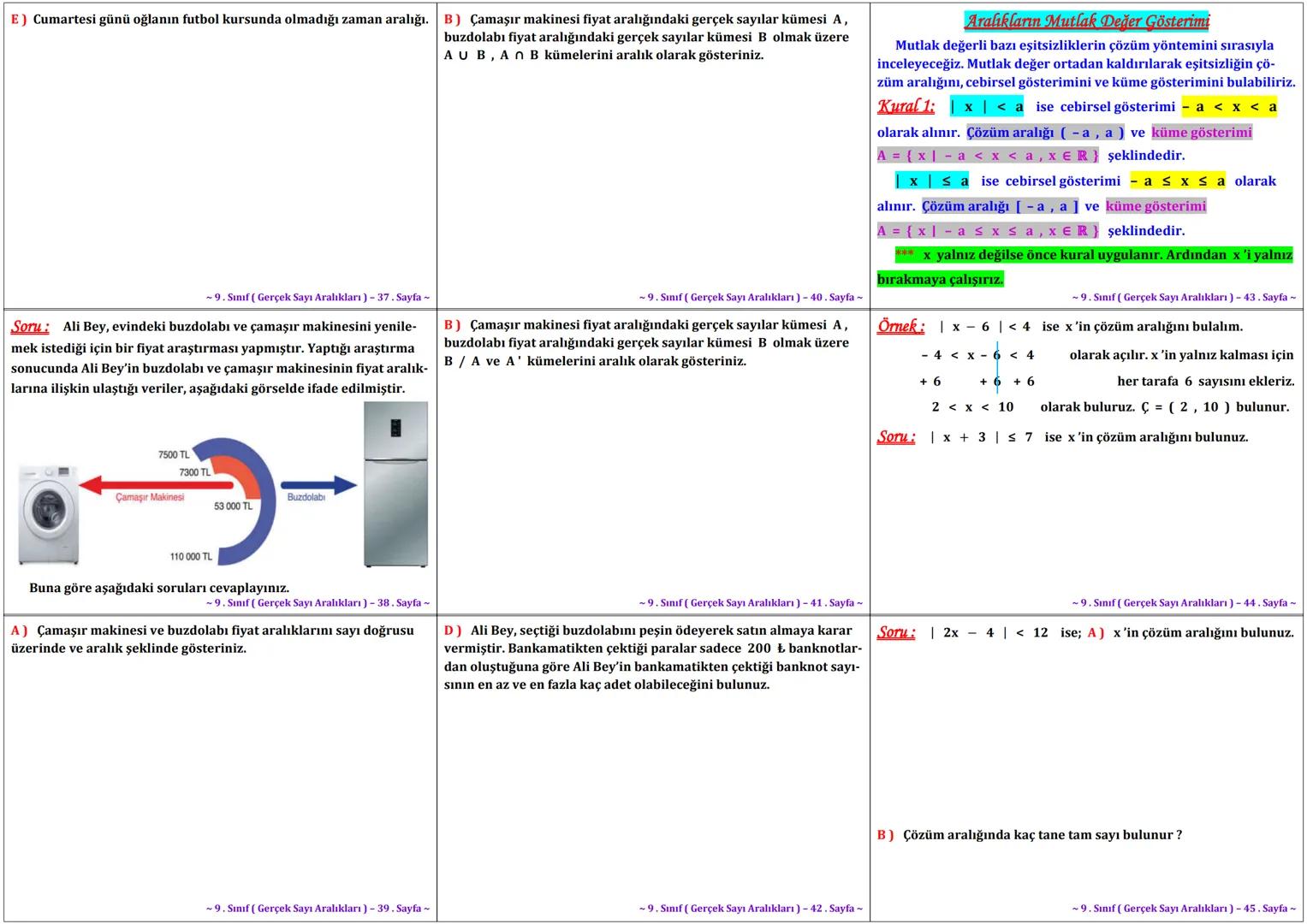 --- OCR Start ---
Gerçek Sayı Aralıklarının Gösteriminde ve Aralıklarla İlgili
İşlemlerde Küme Sembol ve İşlemleri
Matematiksel sembollerin