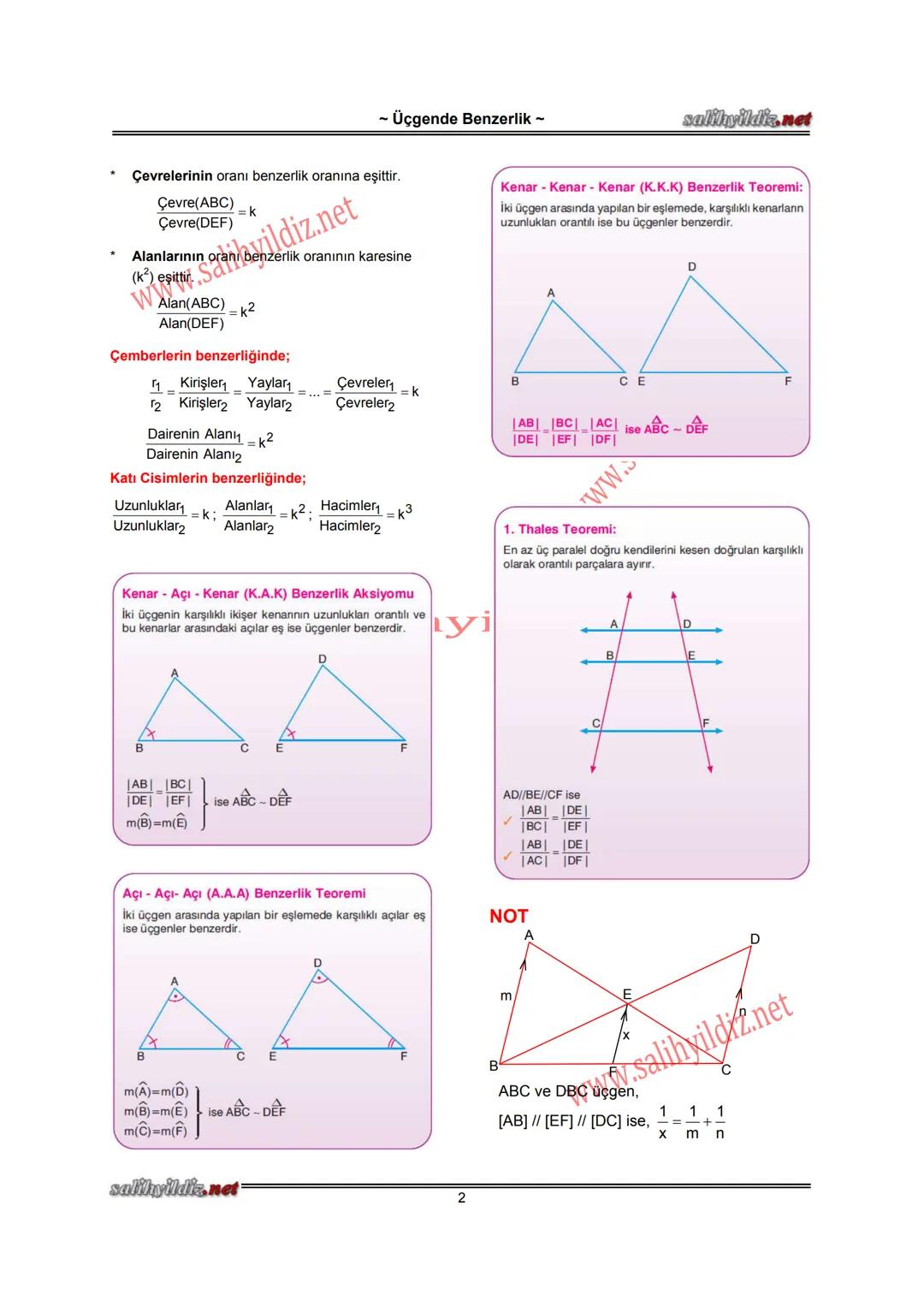 # ÜÇGENLERİN EŞLİĞİ
~ Üçgende Benzerlik ~
İki üçgen üst üste konulduğunda tüm köşe ve
kenarları çakışıyor ise yani ikişer ikişer karşılıklı