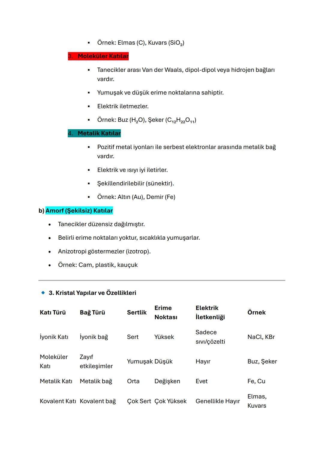 @adami
KATILAR VE ÖZELLİKLERİ - DERS NOTU
• 1. Katı Maddelerin Genel Özellikleri
• Belirli şekil ve hacme sahiptirler.
• Tanecikleri arası