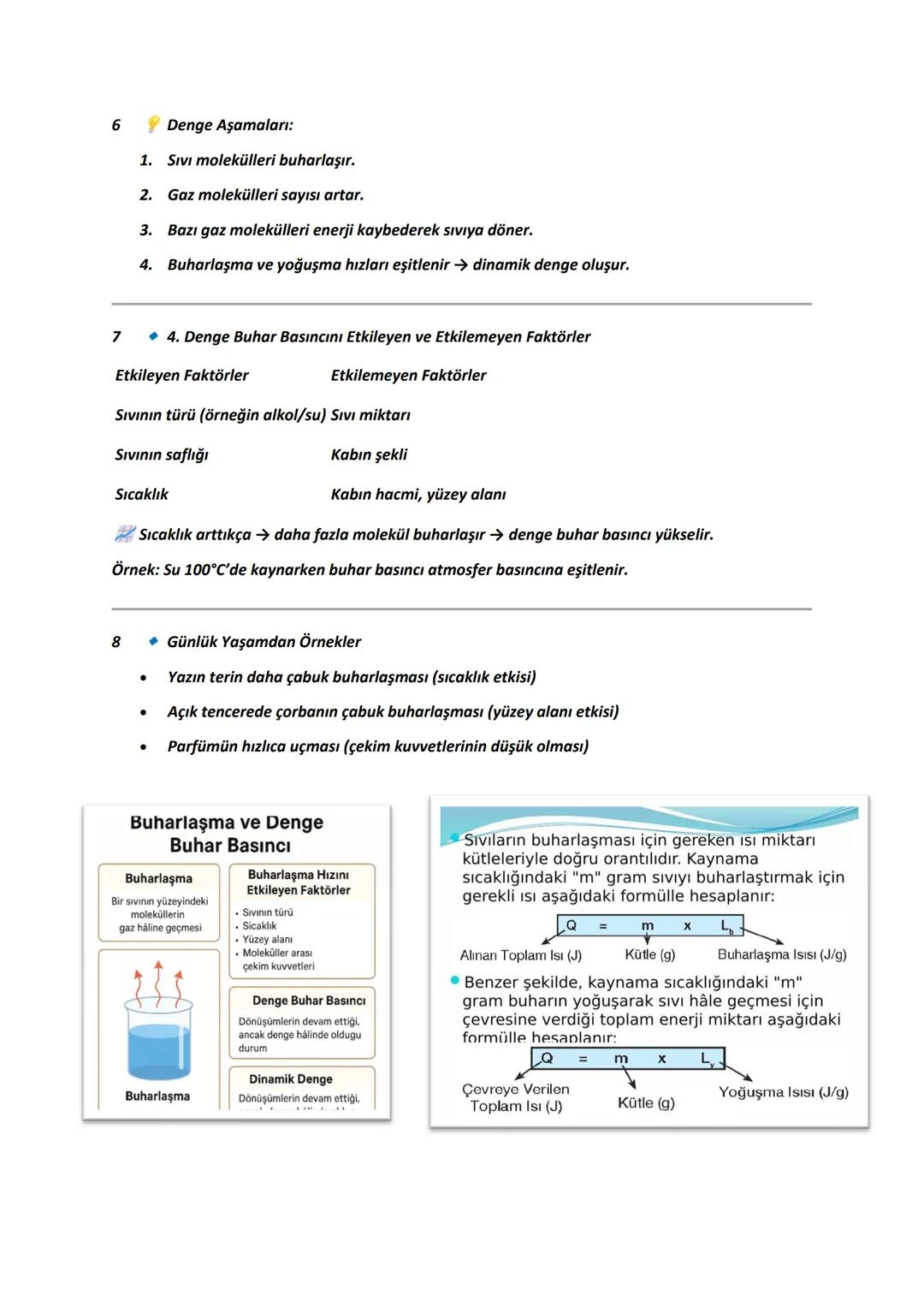 1
Buharlaşma ve Denge Buhar Basıncı
9.SINIF YENI MÜFREDAT (@adamimiolu)
Özet: Buharlaşma ve Denge Buhar Basıncı
• Buharlaşma, bir sıvının yü