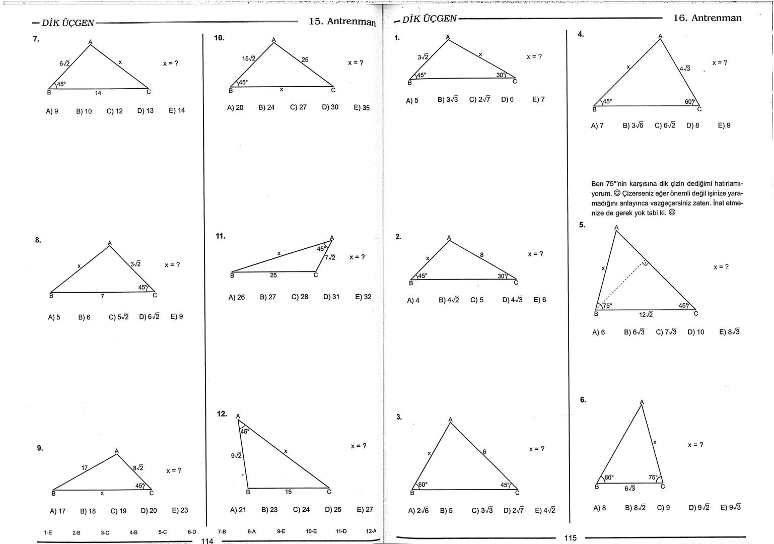 Geometri Bilgisi Zayıf Olanlar
Sorularda Görme Problemi Yaşayanlar
Geometri Öğrenmeye Yeni Karar Verenler İçin...
ANTRENMANLARLA
GEOMETRİ
Bi