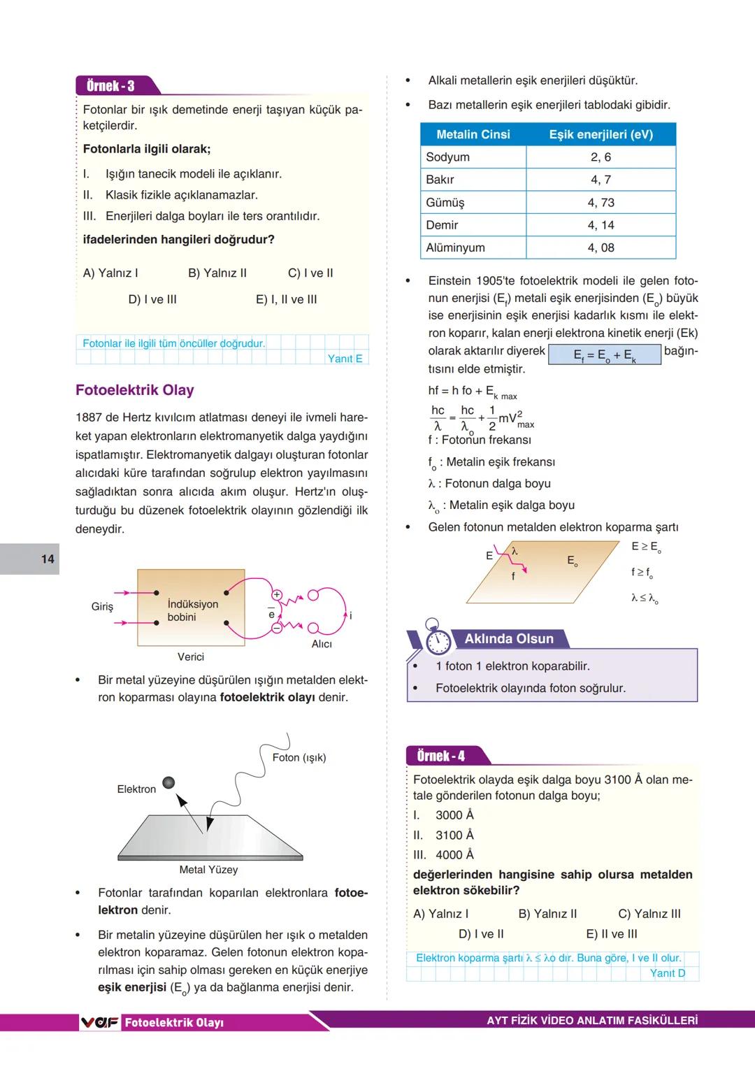VOF
■ Video Anlatım Fasikülleri
AYT FİZİK
Erdal ŞAHİN
vaf 9
MODERN FİZİK
ADI-SOYADI
SINIF
NO --- OCR Start ---
VOF
■ Video Anlatım Fasikülle