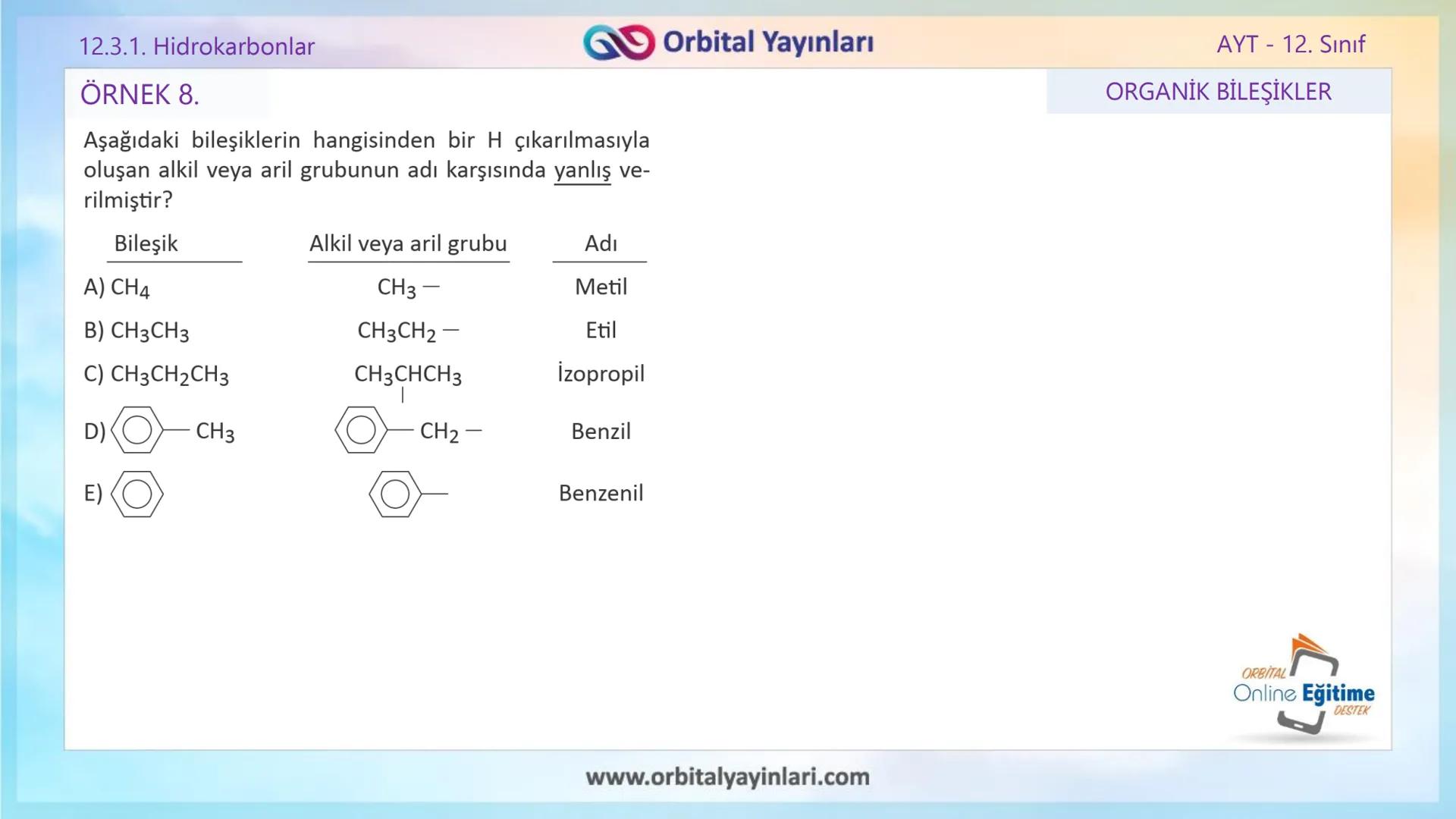 www.orbitalyayinlari.com
ORBITAL
Online Eğitime
DESTEK
2. ÜNİTE KONU ANLATIMI
ORGANİK BİLEŞİKLER
AROMATİK BİLEŞİKLER
AYT - 12.
Sınıf
Orb