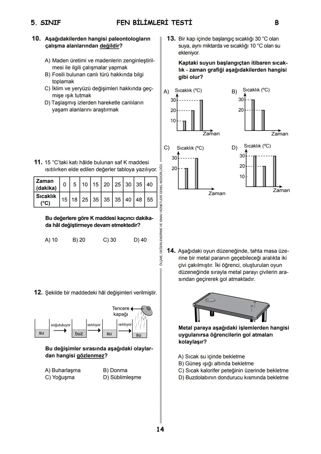 5.
SINIF
B
KİTAPÇIK TÜRÜ
T.C.
MİLLÎ EĞİTİM BAKANLIĞI
ÖLÇME, DEĞERLENDİRME VE SINAV HİZMETLERİ
GENEL MÜDÜRLÜĞÜ
İLKÖĞRETİM VE ORTAÖĞRETİM KURU
